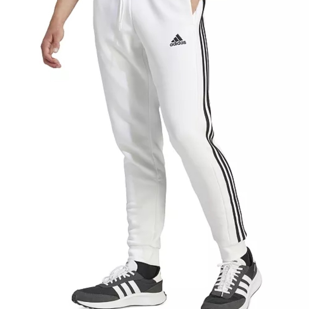 Adidas White Track Pants with Black Stripes